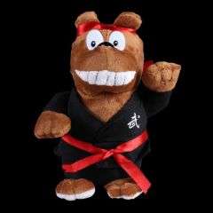 PLUSH BROWN BEAR WITH BLACK UNIFORM