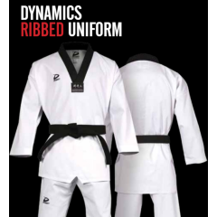 DYNAMICS RIBBED TAEKWONDO V-NECK UNIFORM